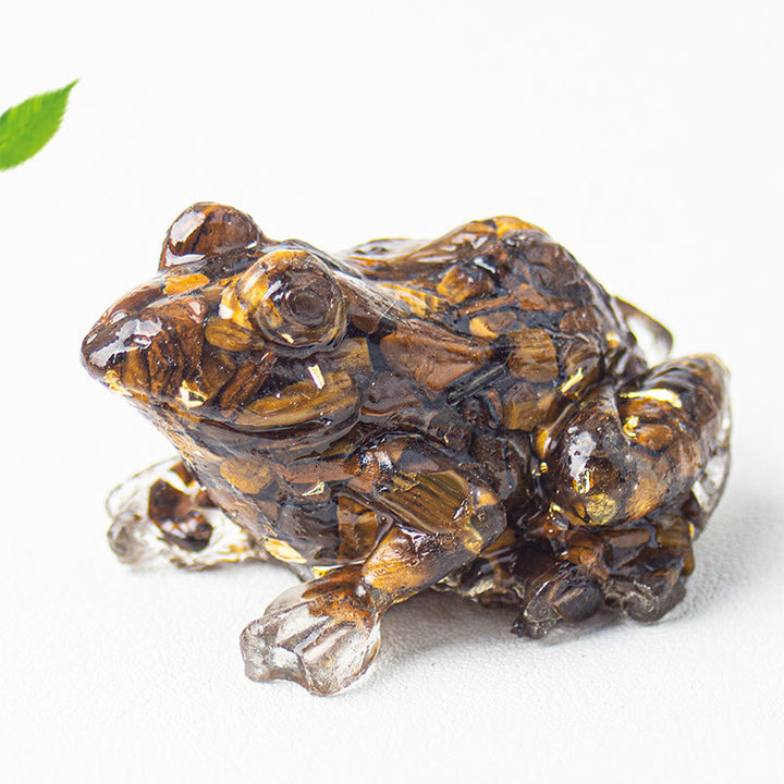 Olivenorma Renewal Leap Gem Frog Figurine Gemstone Decoration - Tiger's Eye - With Card - image 26