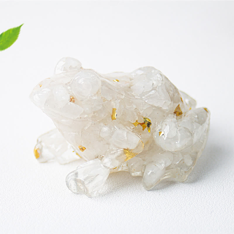 Olivenorma Renewal Leap Gem Frog Figurine Gemstone Decoration - Clear Quartz - With Card - image 10