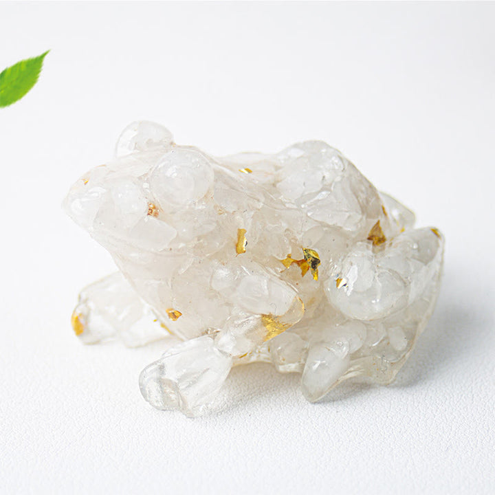 Olivenorma Renewal Leap Gem Frog Figurine Gemstone Decoration - Clear Quartz - With Card - image 10