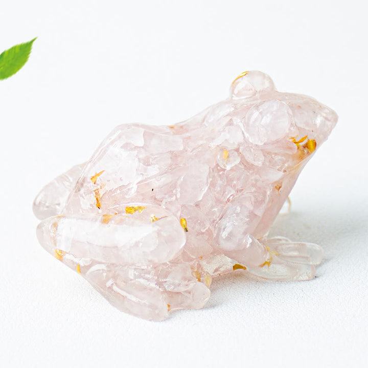 Olivenorma Renewal Leap Gem Frog Figurine Gemstone Decoration - Rose Quartz - With Card - image 22
