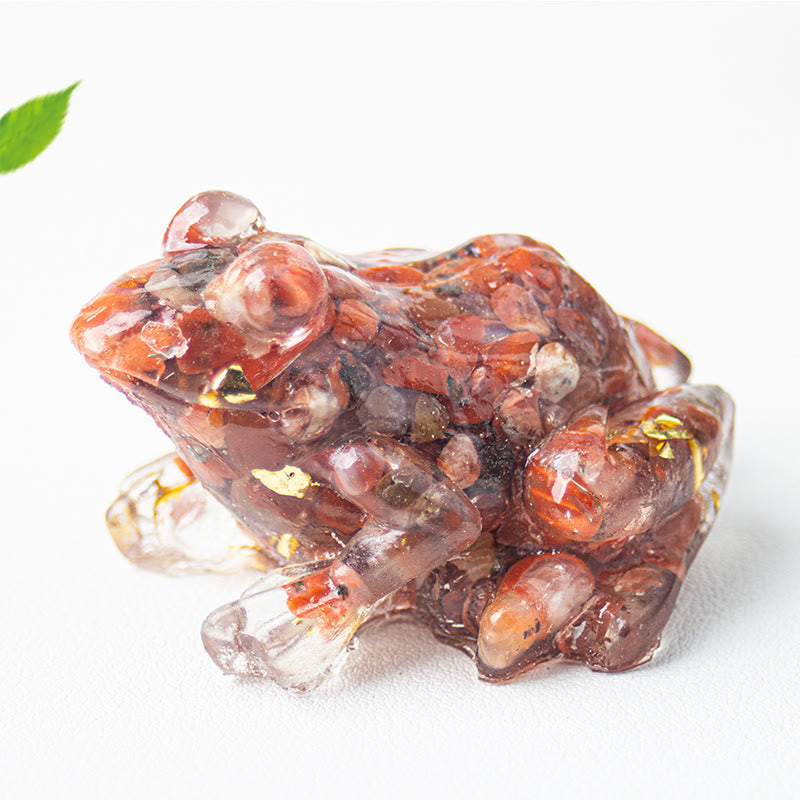 Olivenorma Renewal Leap Gem Frog Figurine Gemstone Decoration - Red Agate - With Card - image 8
