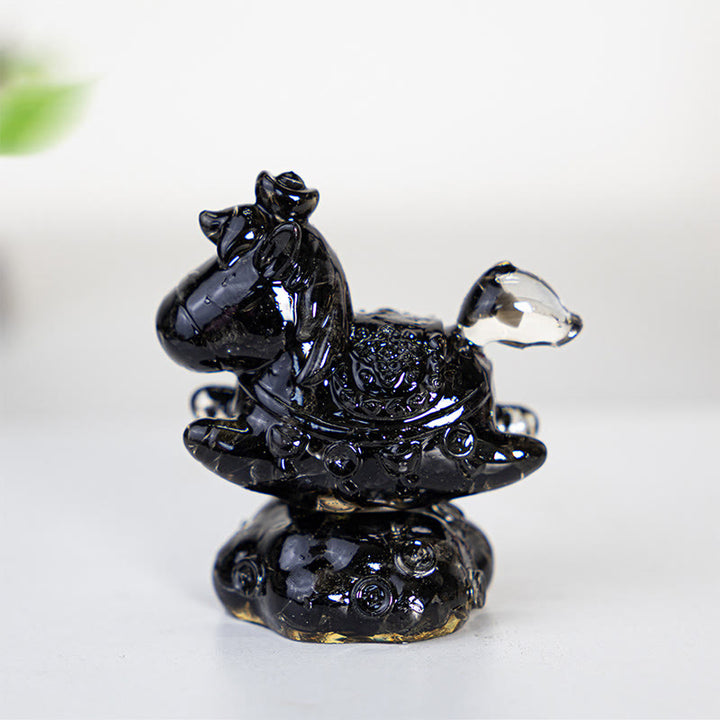 Olivenorma Dream & Wonder Spirit Unicorn Gemstone Decoration - Obsidian - Rotatable Style - With Card - image 32