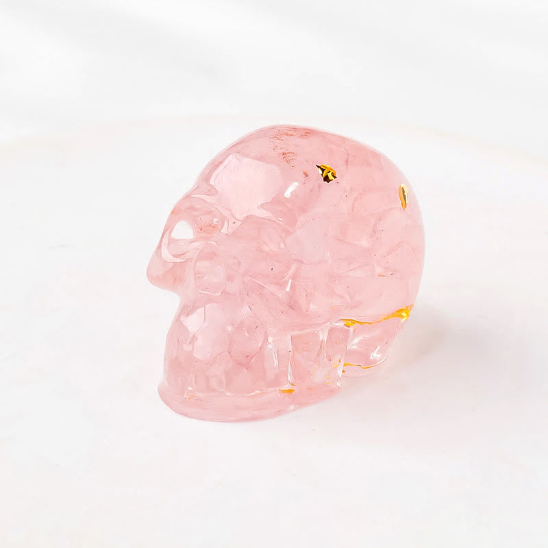 Olivenorma Inner Strength Skull Figurine Gemstone Decoration  - Rose Quartz - With Card - image 13