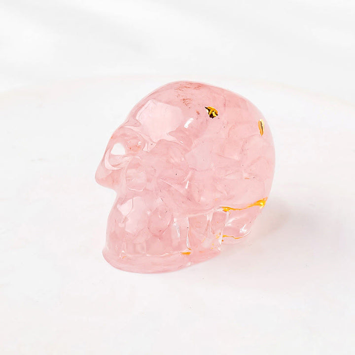 Olivenorma Inner Strength Skull Figurine Gemstone Decoration  - Rose Quartz - With Card - image 13