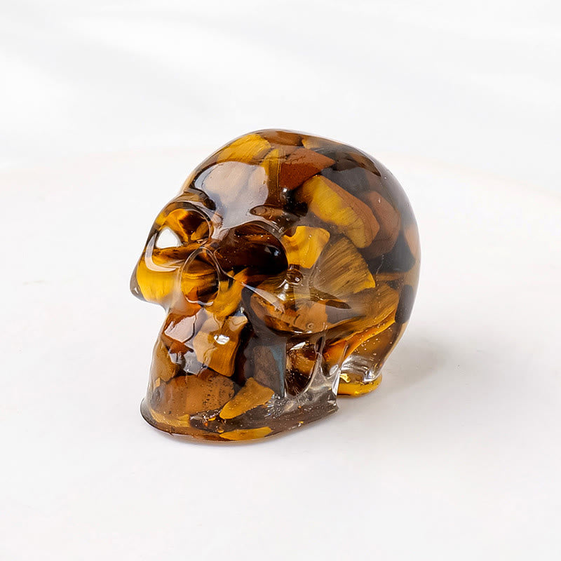 Olivenorma Inner Strength Skull Figurine Gemstone Decoration  - Tiger's Eye - With Card - image 15