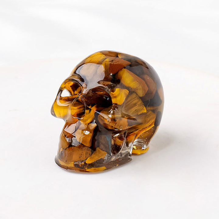Olivenorma Inner Strength Skull Figurine Gemstone Decoration  - Tiger's Eye - With Card - image 15