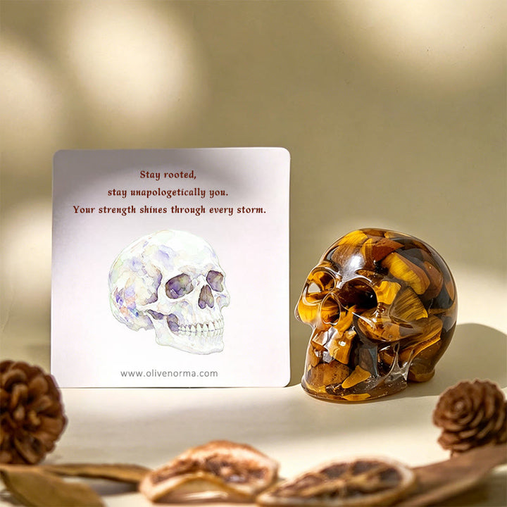 Olivenorma Inner Strength Skull Figurine Gemstone Decoration  - image 0