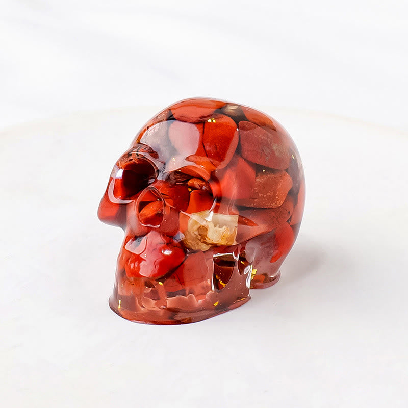 Olivenorma Inner Strength Skull Figurine Gemstone Decoration  - Red Jasper - With Card - image 2