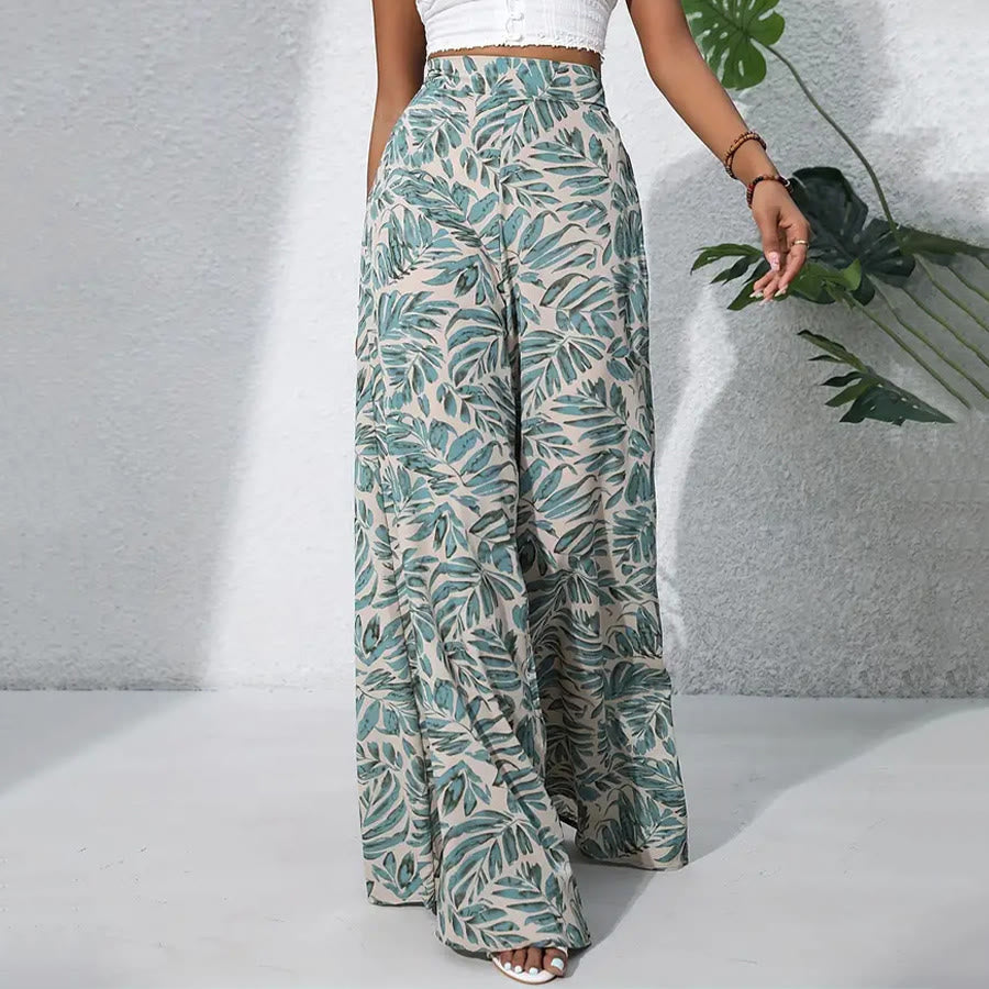 Olivenorma Tropical Leaf Print High-Waist Wide Leg Women's Pants - image 11