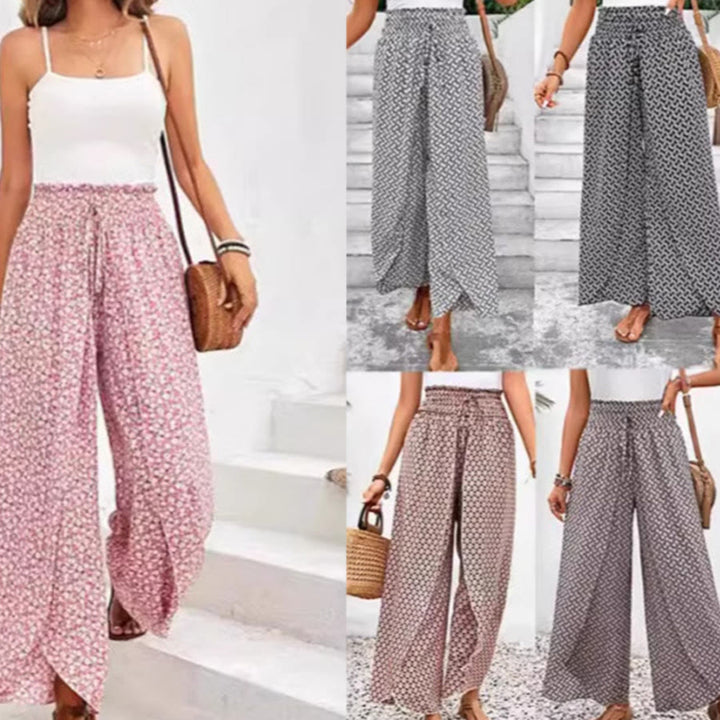 Olivenorma Floral Print High-Waist Drawstring Wide Leg Women's Pants - image 5