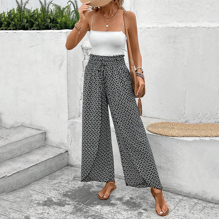 Olivenorma Floral Print High-Waist Drawstring Wide Leg Women's Pants - image 12