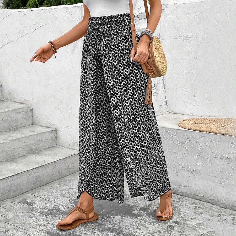 Olivenorma Floral Print High-Waist Drawstring Wide Leg Women's Pants - image 14