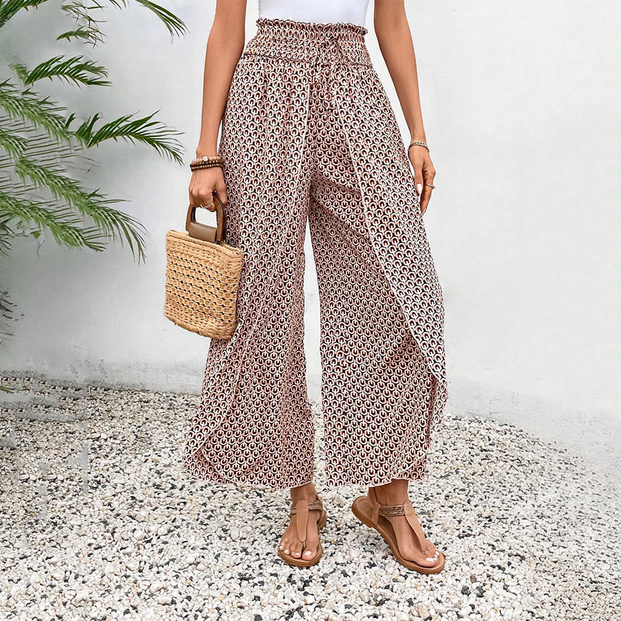 Olivenorma Floral Print High-Waist Drawstring Wide Leg Women's Pants - image 18