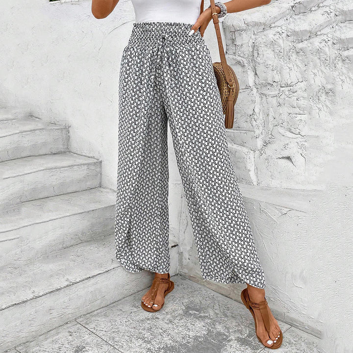 Olivenorma Floral Print High-Waist Drawstring Wide Leg Women's Pants - image 10