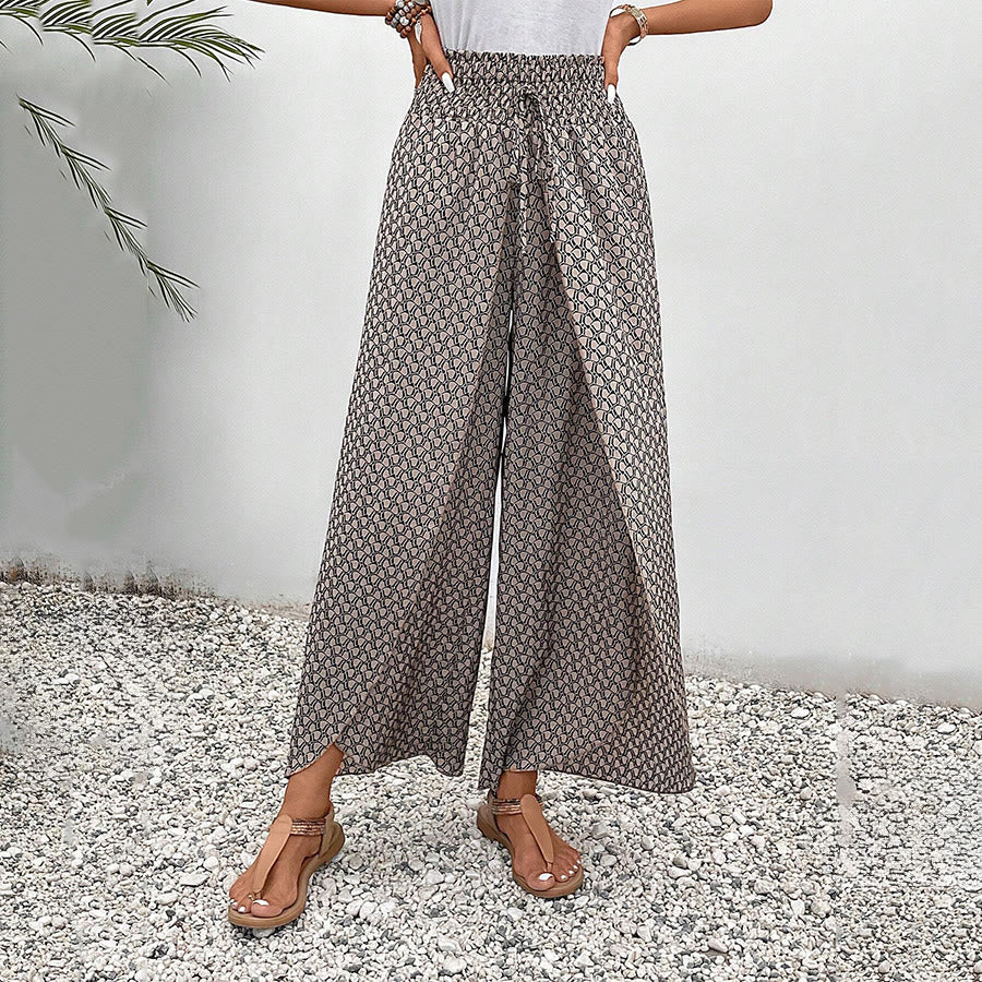 Olivenorma Floral Print High-Waist Drawstring Wide Leg Women's Pants - image 24