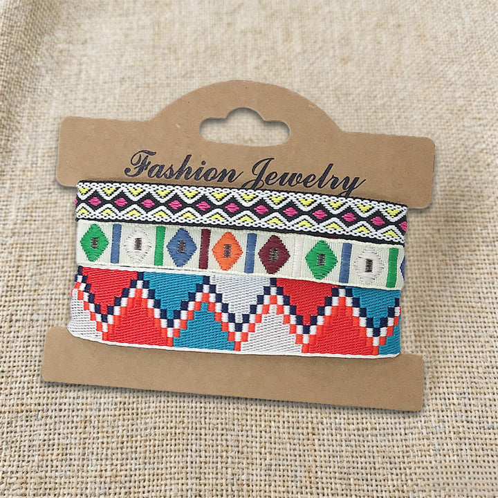 Olivenorma Premium Thread Handmade Multicolor Boho Ethnic Braided Bracelet - Green Aztec - image 18