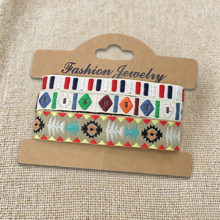 Olivenorma Premium Thread Handmade Multicolor Boho Ethnic Braided Bracelet - White Boho - image 8