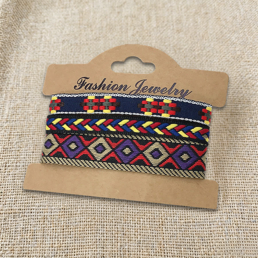 Olivenorma Premium Thread Handmade Multicolor Boho Ethnic Braided Bracelet - Navy Aztec - image 7