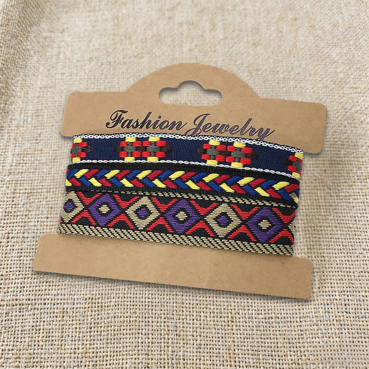 Olivenorma Premium Thread Handmade Multicolor Boho Ethnic Braided Bracelet - Navy Aztec - image 7