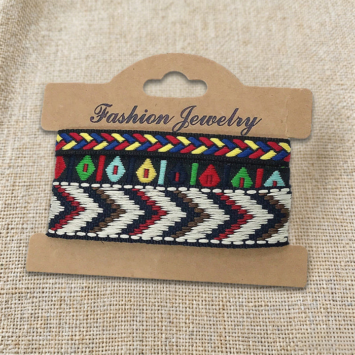 Olivenorma Premium Thread Handmade Multicolor Boho Ethnic Braided Bracelet - Black Chevron - image 20
