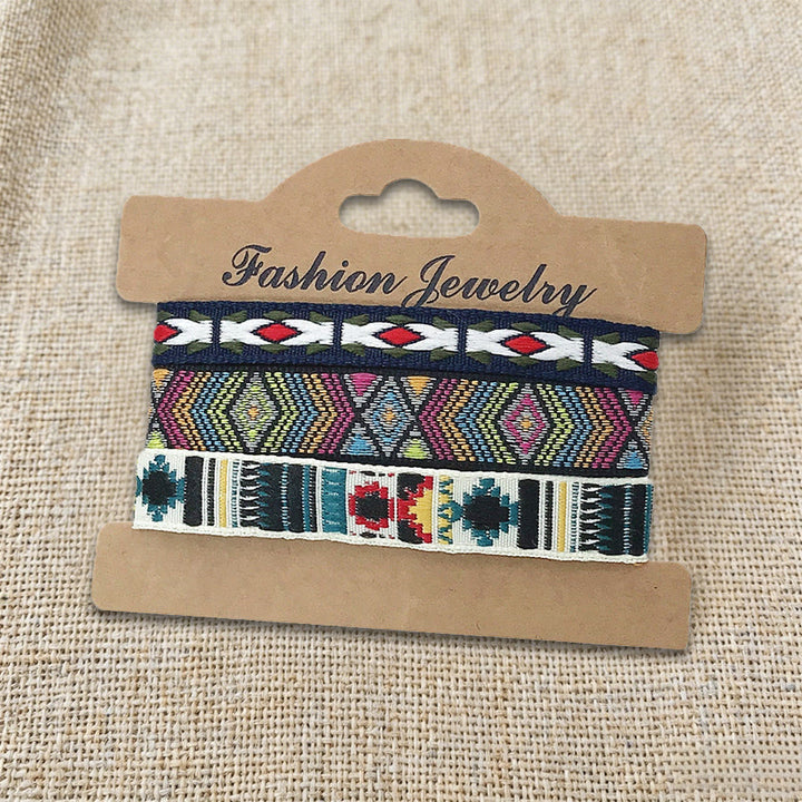 Olivenorma Premium Thread Handmade Multicolor Boho Ethnic Braided Bracelet - Black Multicolor - image 2