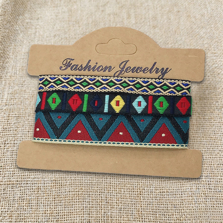 Olivenorma Premium Thread Handmade Multicolor Boho Ethnic Braided Bracelet - Red Tribal - image 3
