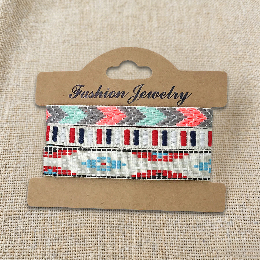 Olivenorma Premium Thread Handmade Multicolor Boho Ethnic Braided Bracelet - Red & Blue - image 17