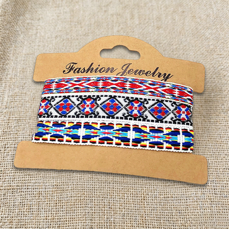 Olivenorma Premium Thread Handmade Multicolor Boho Ethnic Braided Bracelet - Red & Blue Aztec - image 25