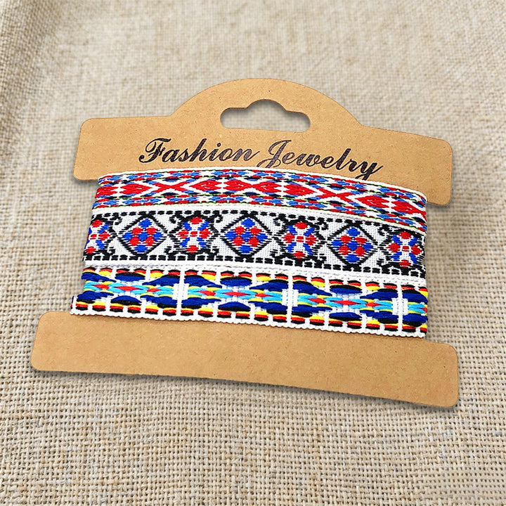 Olivenorma Premium Thread Handmade Multicolor Boho Ethnic Braided Bracelet - Red & Blue Aztec - image 25
