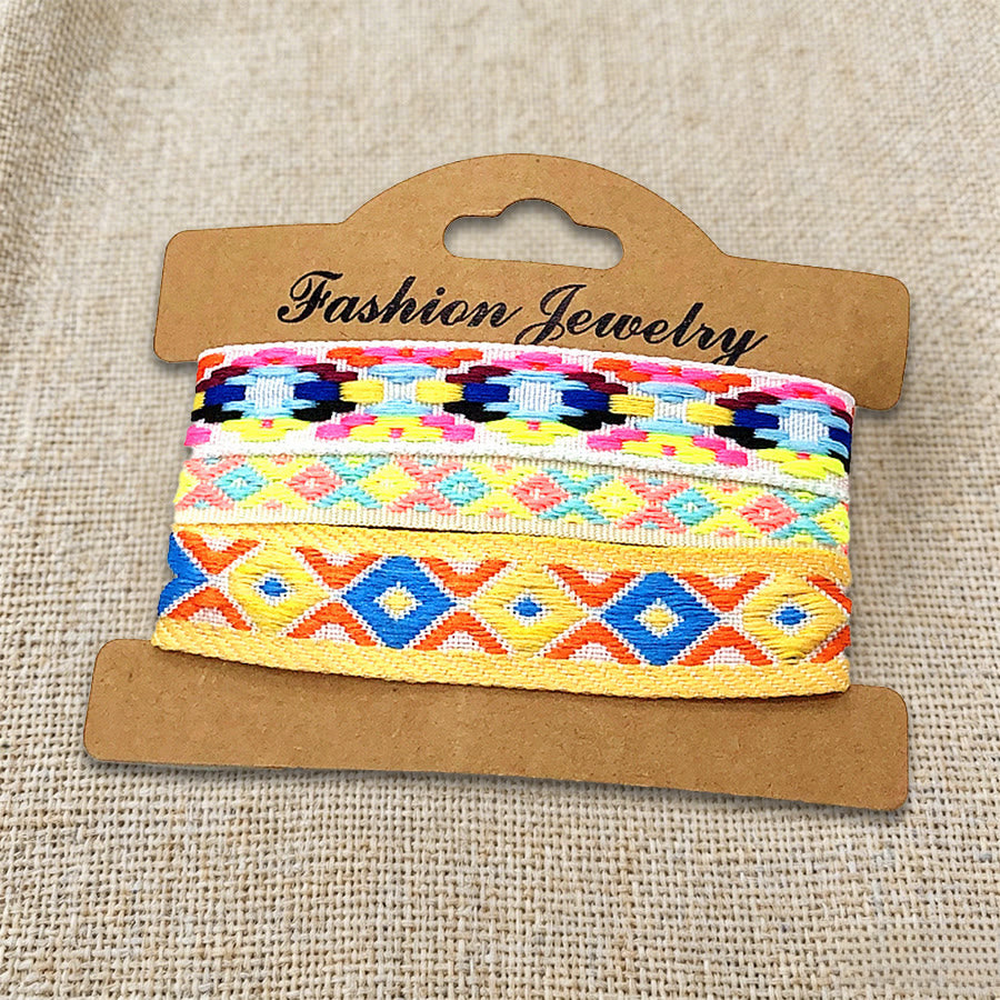Olivenorma Premium Thread Handmade Multicolor Boho Ethnic Braided Bracelet - Yellow Geometric - image 32