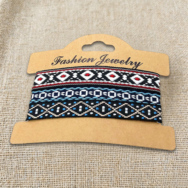 Olivenorma Premium Thread Handmade Multicolor Boho Ethnic Braided Bracelet - Black & White - image 22