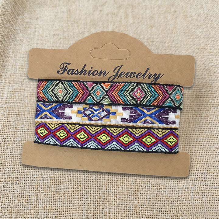 Olivenorma Premium Thread Handmade Multicolor Boho Ethnic Braided Bracelet - Multicolor Aztec - image 12