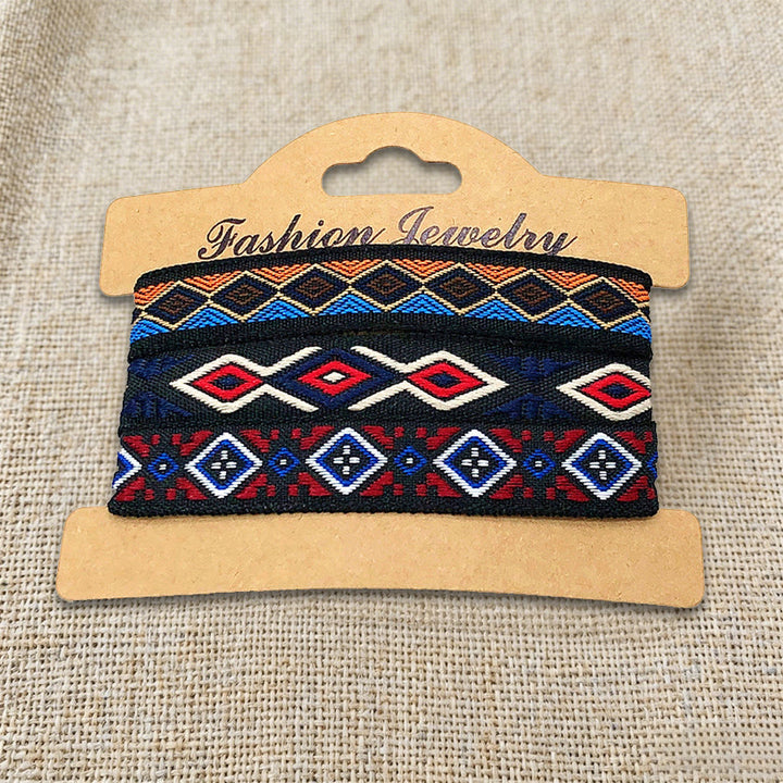 Olivenorma Premium Thread Handmade Multicolor Boho Ethnic Braided Bracelet - Navy Diamond - image 38