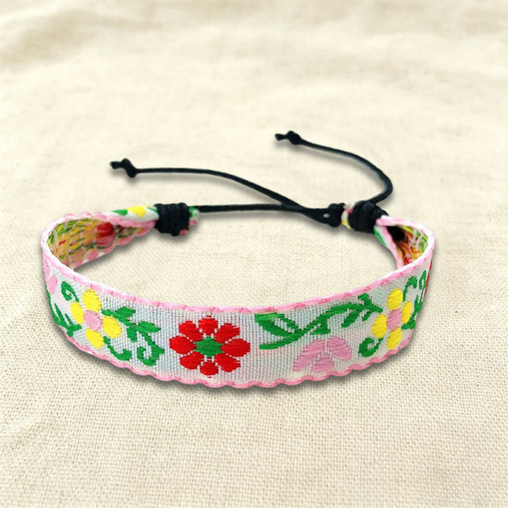 Olivenorma Casual Boho Adjustable Everyday Wear Braided Bracelet - Pink Floral - image 4
