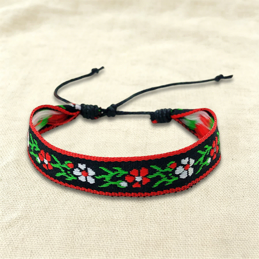 Olivenorma Casual Boho Adjustable Everyday Wear Braided Bracelet - Red Floral - image 6