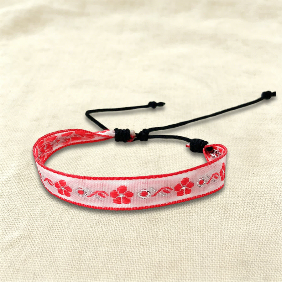 Olivenorma Casual Boho Adjustable Everyday Wear Braided Bracelet - Red Pink Floral - image 22