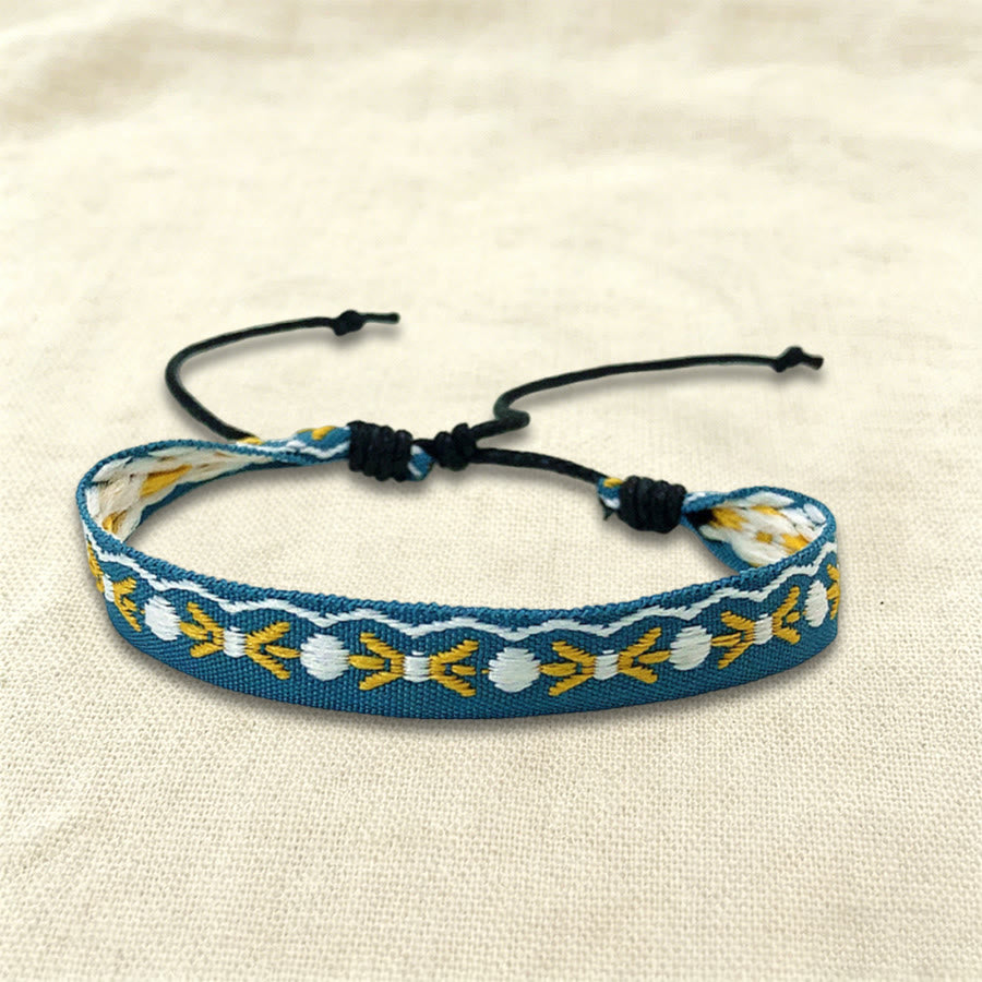 Olivenorma Casual Boho Adjustable Everyday Wear Braided Bracelet - Blue Yellow Tribal - image 30