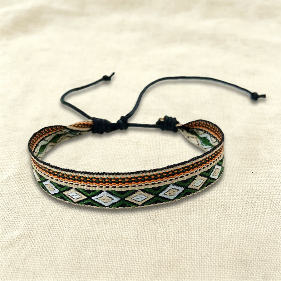 Olivenorma Casual Boho Adjustable Everyday Wear Braided Bracelet - Green Brown Tribal - image 0