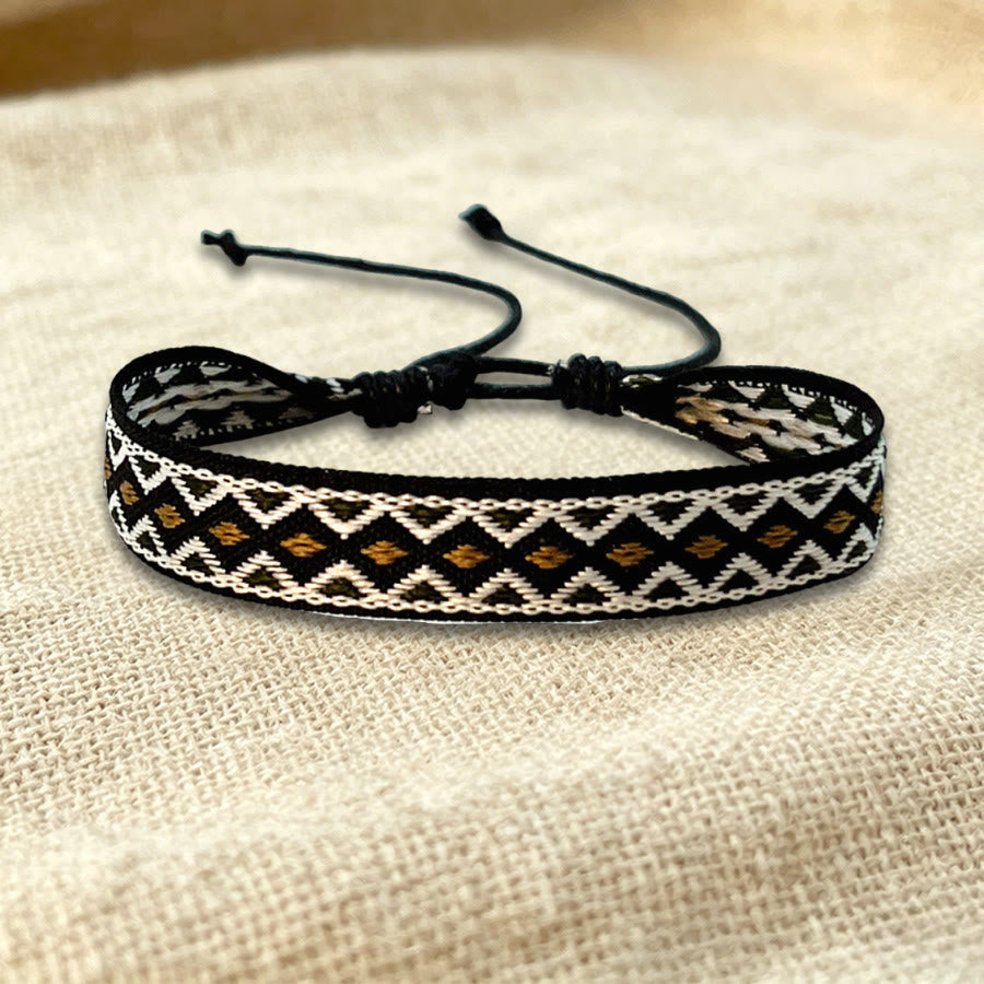 Olivenorma Multicolor Tribal Pattern Adjustable Friendship Braided Bracelet - Black Brown Tribal - image 3