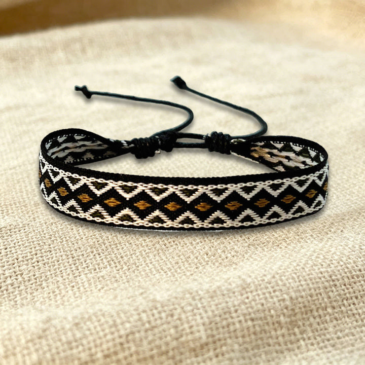 Olivenorma Multicolor Tribal Pattern Adjustable Friendship Braided Bracelet - Black Brown Tribal - image 3