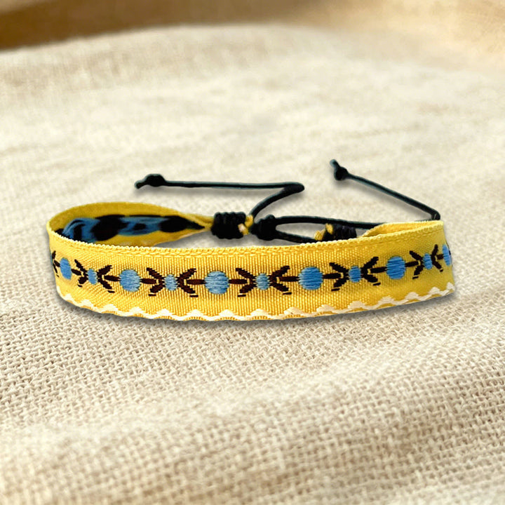 Olivenorma Multicolor Tribal Pattern Adjustable Friendship Braided Bracelet - Yellow Blue Tribal - image 29