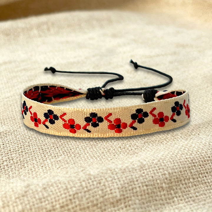 Olivenorma Multicolor Tribal Pattern Adjustable Friendship Braided Bracelet - Red Floral - image 33