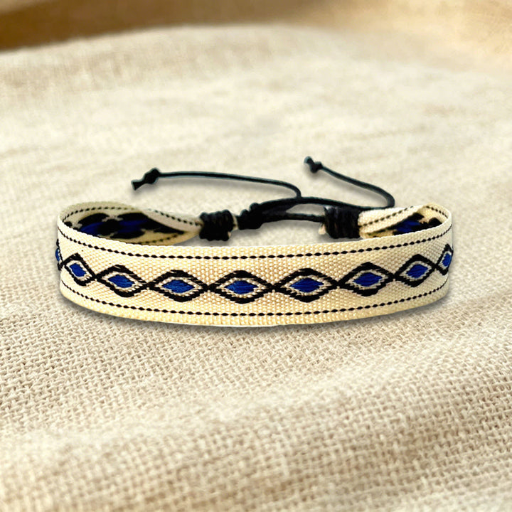 Olivenorma Multicolor Tribal Pattern Adjustable Friendship Braided Bracelet - Beige Blue Diamond - image 34