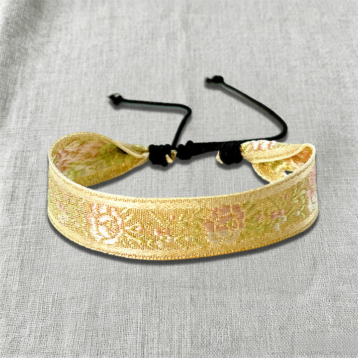 Olivenorma Ornate Tribal Pattern Handwoven Ethnic Braided Bracelet - Beige Floral - image 10