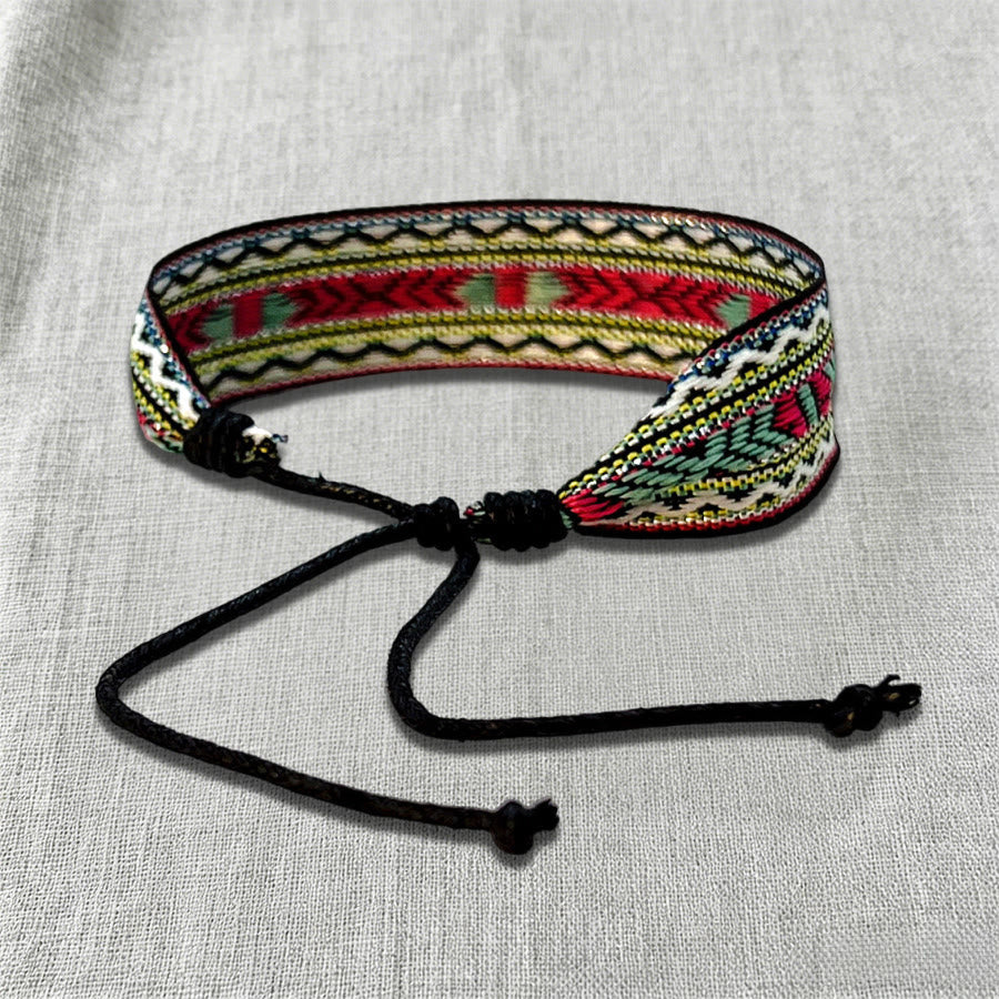 Olivenorma Ornate Tribal Pattern Handwoven Ethnic Braided Bracelet - image 5