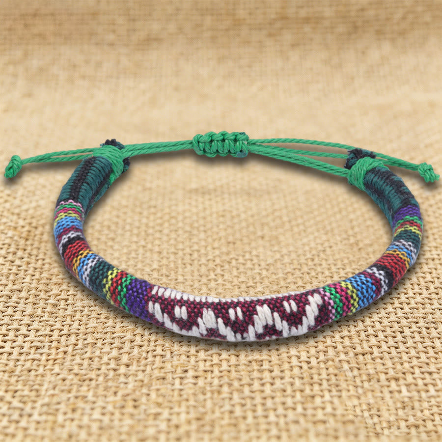 Olivenorma Bohemian Ethnic Pattern Handmade Cotton Thread Friendship Braided Bracelet - Teal Zigzag - image 10
