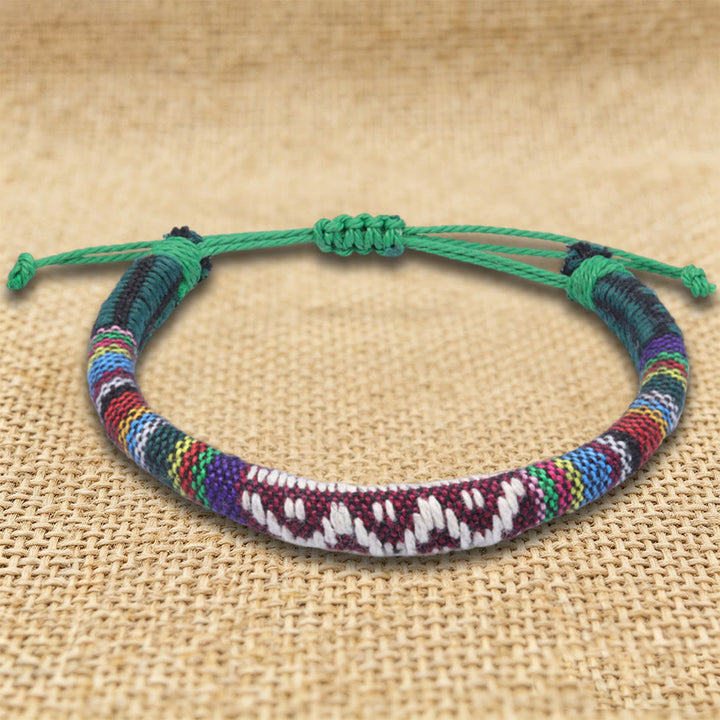Olivenorma Bohemian Ethnic Pattern Handmade Cotton Thread Friendship Braided Bracelet - Teal Zigzag - image 10