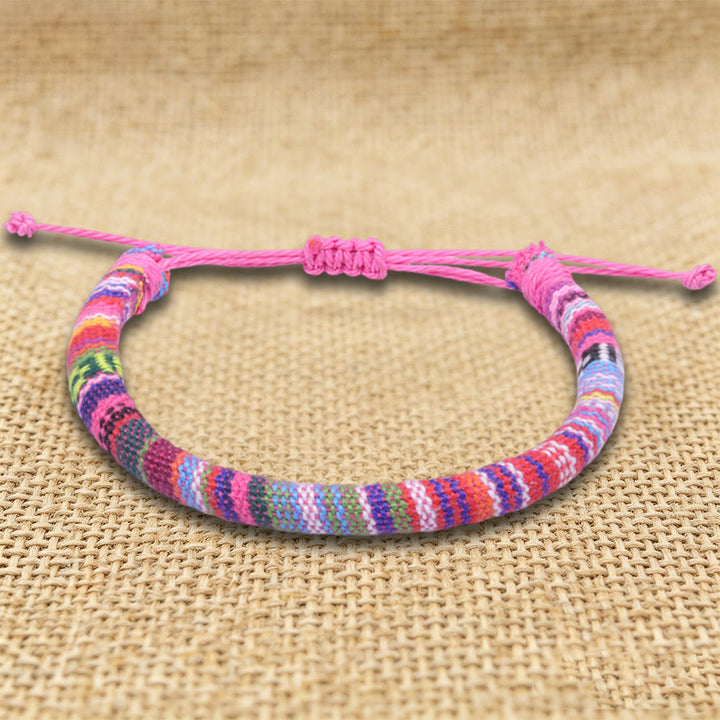 FREE Today: Bohemian Ethnic Pattern Handmade Cotton Thread Friendship Braided Bracelet - Pink Pastel - image 6