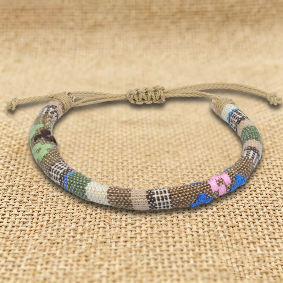 Olivenorma Bohemian Ethnic Pattern Handmade Cotton Thread Friendship Braided Bracelet - Beige Tribal - image 12