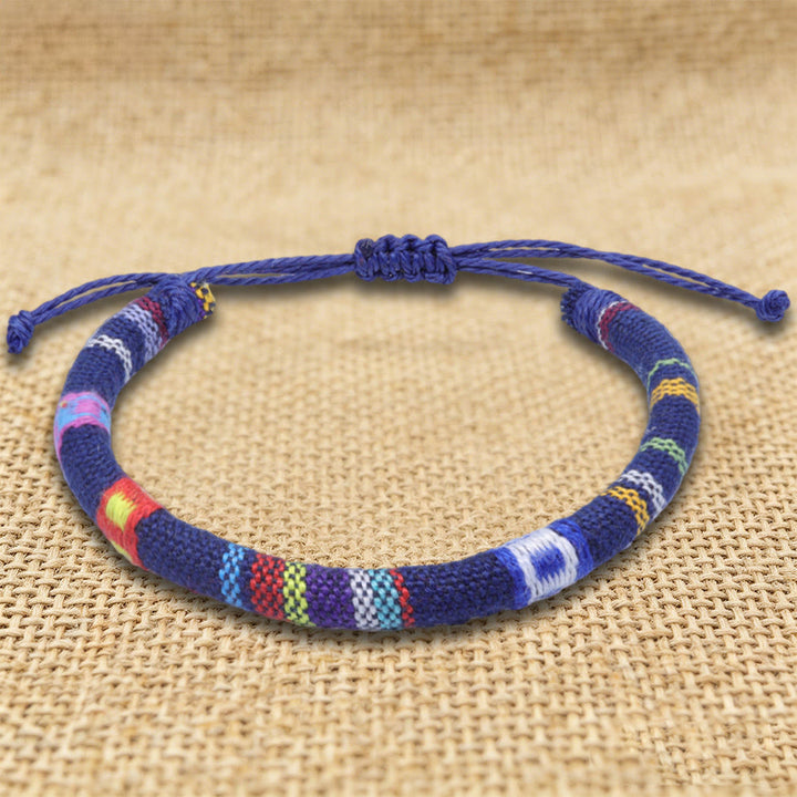 Olivenorma Bohemian Ethnic Pattern Handmade Cotton Thread Friendship Braided Bracelet - Navy Aztec - image 11